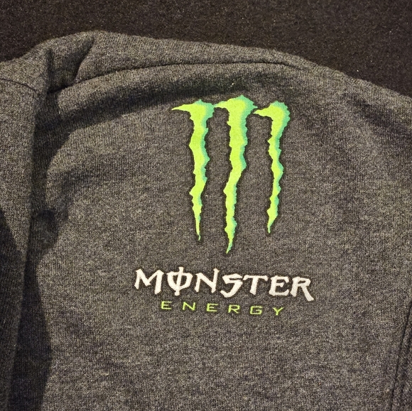 Monster Energy Hoodie Men’s Gray Pullover Logo Spell-Out Y2K Size XXL - Picture 10 of 11